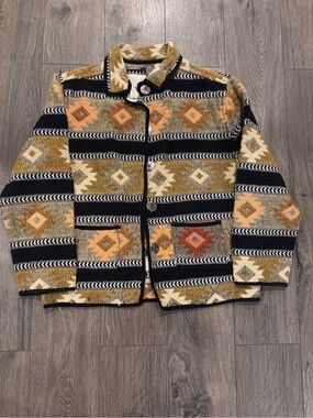 Jane Ashley Black, Tan, Cream Southwestern Patterned Sweater Jacket
